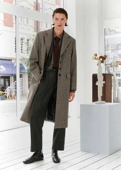 Me+em Oversized Herringbone Coat Grey Melange In Gray
