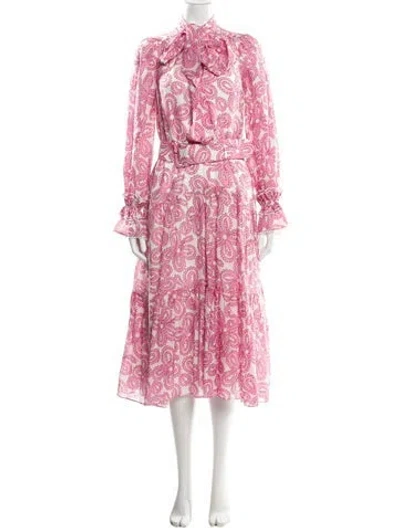Pre-owned Me+em Paisley Print Long Dress In Pink