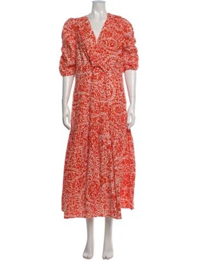 Pre-owned Me+em Paisley Print Long Dress W/ Tags In Orange