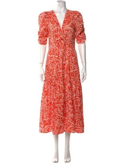 Pre-owned Me+em Paisley Print Long Dress W/ Tags In Orange