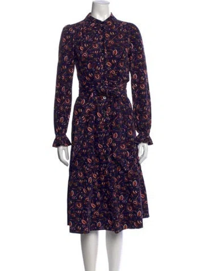 Pre-owned Me+em Paisley Print Midi Length Dress In Blue