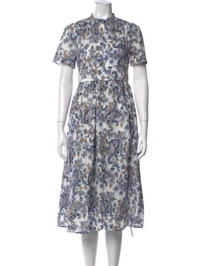 Pre-owned Me+em Paisley Print Midi Length Dress In Blue