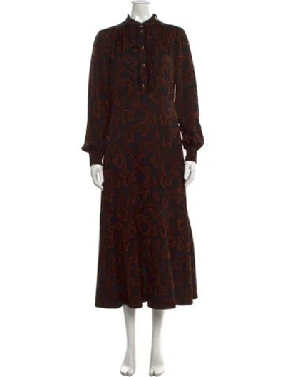 Pre-owned Me+em Paisley Print Midi Length Dress In Brown