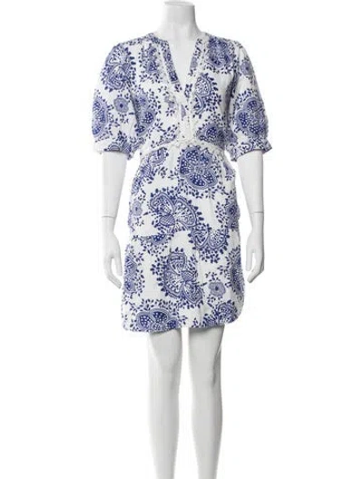 Pre-owned Me+em Paisley Print Mini Dress W/ Tags In Blue