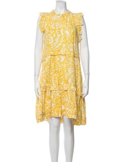 Pre-owned Me+em Paisley Print Mini Dress W/ Tags In Yellow