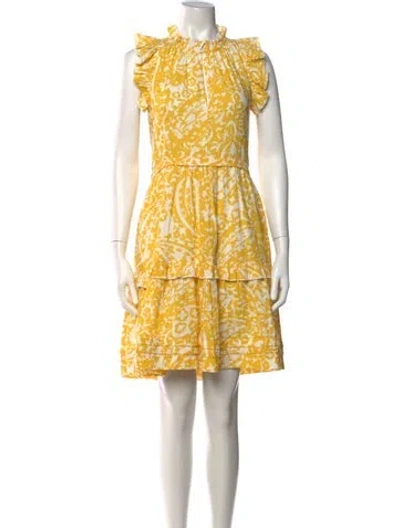Pre-owned Me+em Paisley Print Mini Dress In Yellow