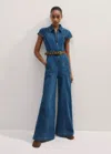 Me+em Palazzo Travel Jumpsuit In Mid Blue Wash