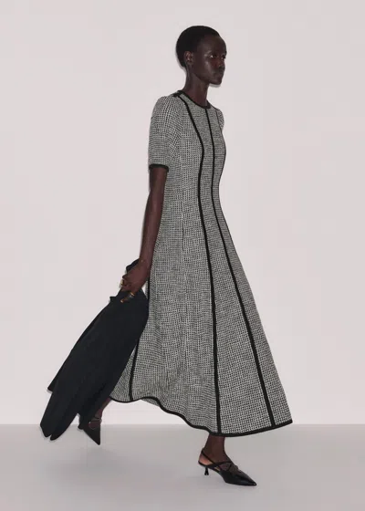 Me+em Panelled Fit And Flare Maxi Dress Black-light Cream In Gray