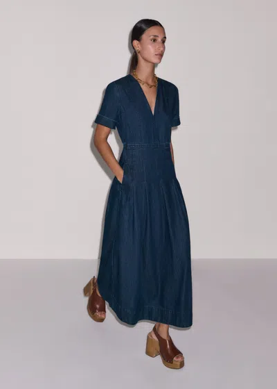 Me+em Panelled Fit And Flare Maxi Dress Blue Rinse Wash