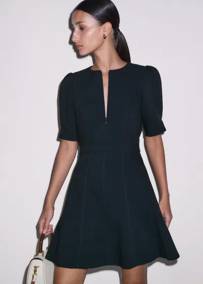 Me+em Panelled Fit And Flare Short Dress Navy In Blue