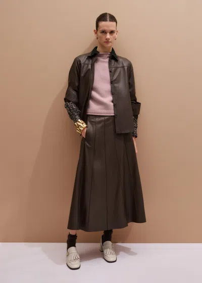 Me+em Panelled Maxi Skirt Chocolate Brown