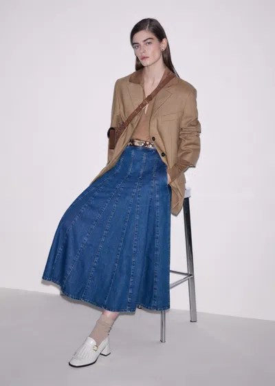 Me+em Panelled Maxi Skirt Mid Blue Wash