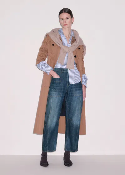 Me+em Patch Pocket Engineered Jean Authentic Mid Blue Wash In Brown