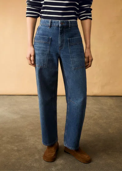Me+em Patch Pocket Engineered Jean In Dark Blue Wash