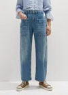 Me+em Patch Pocket Engineered Jean In Mid Blue Wash