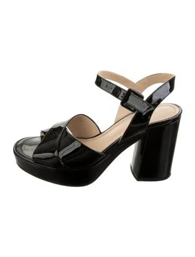 Pre-owned Me+em Patent Leather Sandals In Black