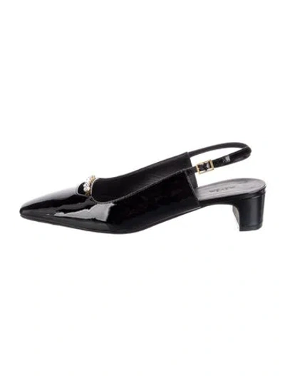 Pre-owned Me+em Patent Leather Slingback Pumps In Black