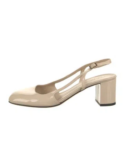 Pre-owned Me+em Patent Leather Slingback Pumps In Neutrals