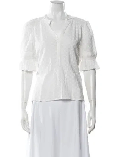 Pre-owned Me+em Patterned Crew Neck Blouse In White