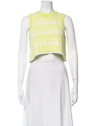 Pre-owned Me+em Patterned Crew Neck Sweater In White