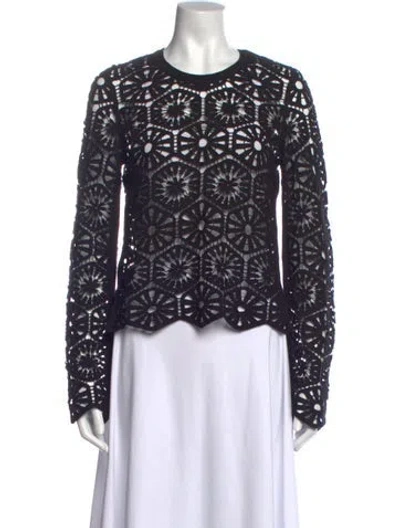 Pre-owned Me+em Patterned Crew Neck Top In Black