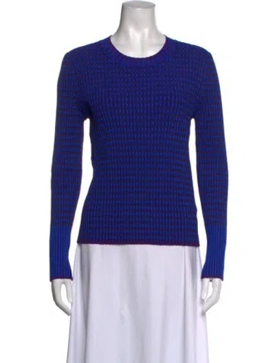 Pre-owned Me+em Patterned Crew Neck Top In Blue