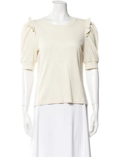Pre-owned Me+em Patterned Crew Neck Top In Neutral