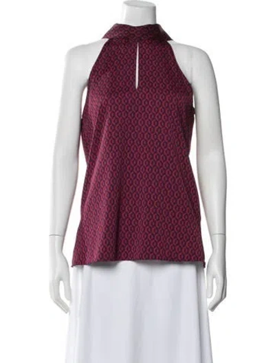 Pre-owned Me+em Patterned Halterneck Top In Red