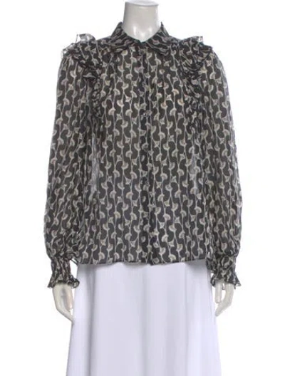 Pre-owned Me+em Patterned Long Sleeve Blouse In Multi