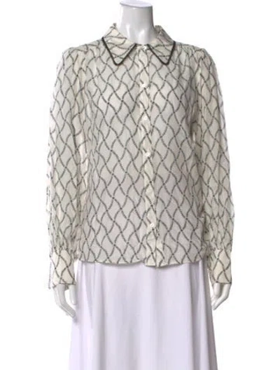 Pre-owned Me+em Patterned Long Sleeve Blouse In Multicolor