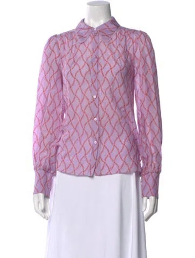 Pre-owned Me+em Patterned Long Sleeve Blouse In Purple