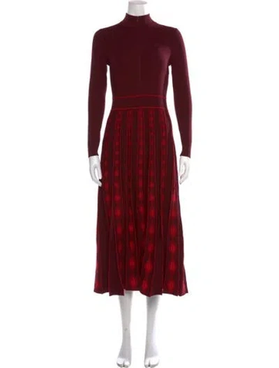 Pre-owned Me+em Patterned Midi Length Dress In Burgundy