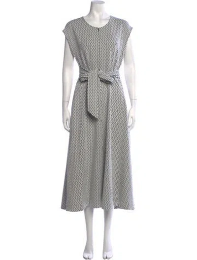 Pre-owned Me+em Patterned Midi Length Dress In White