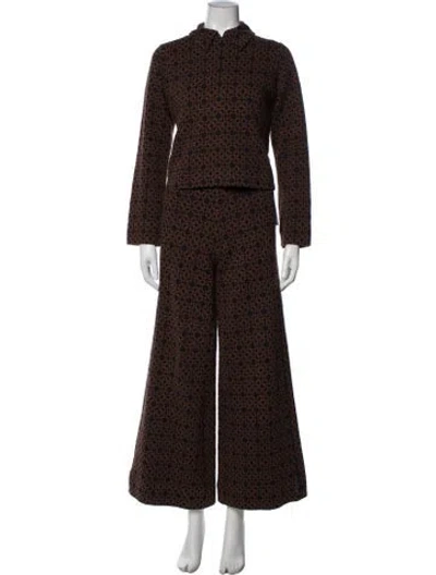 Pre-owned Me+em Patterned Pantsuit In Brown