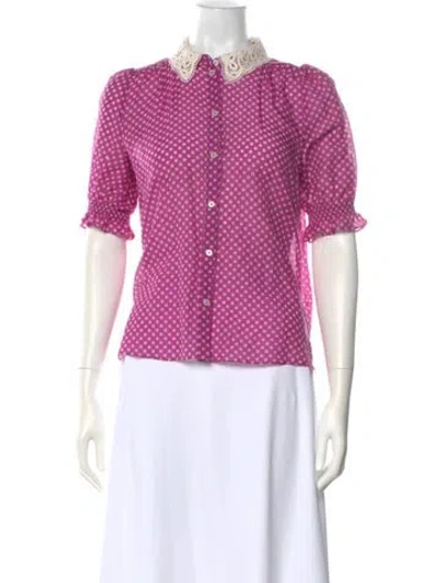 Pre-owned Me+em Patterned Short Sleeve Blouse In Pink