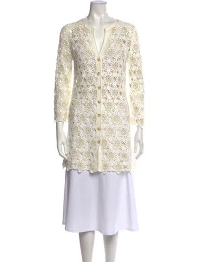 Pre-owned Me+em Patterned V-neck Sweater In Neutrals