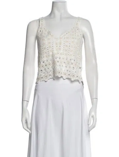 Pre-owned Me+em Patterned V-neck Sweater W/ Tags In Neutrals