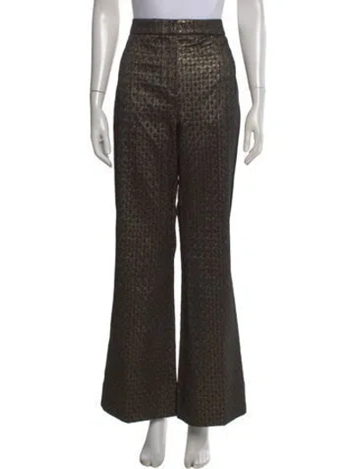 Pre-owned Me+em Patterned Wide Leg Pants In Black/gold/metallic