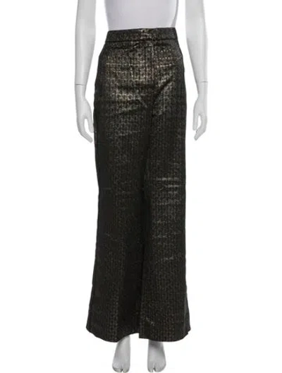 Pre-owned Me+em Patterned Wide Leg Pants In Green