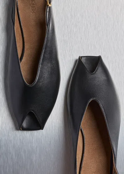 Me+em Peep Toe Flat Sandal Black