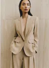 Me+em Pinstripe Blazer In Cream/chocolate