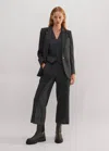 Me+em Pinstripe Crop Man Pant In Charcoal/camel