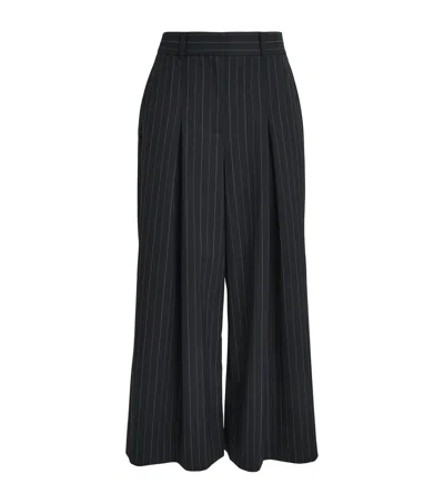 Me+em Pinstripe Cropped Wide-leg Trousers In Black