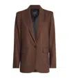 Me+em Pinstripe Sharp Shoulder Blazer In Brown