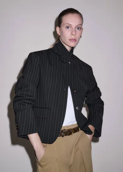 Me+em Pinstripe Short Intelligently Oversized Blazer Black
