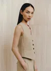 Me+em Pinstripe Waistcoat In Cream/chocolate