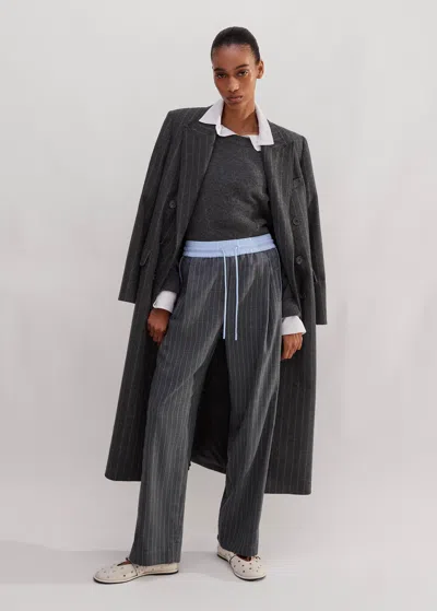 Me+em Pinstripe Tapered Track Pant In Grey/chambray