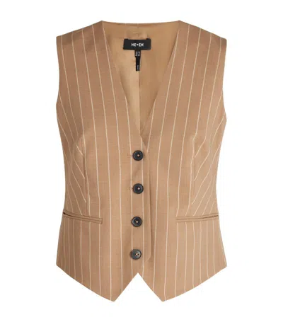 Me+em Pinstripe Waistcoat In Cream/chocolate