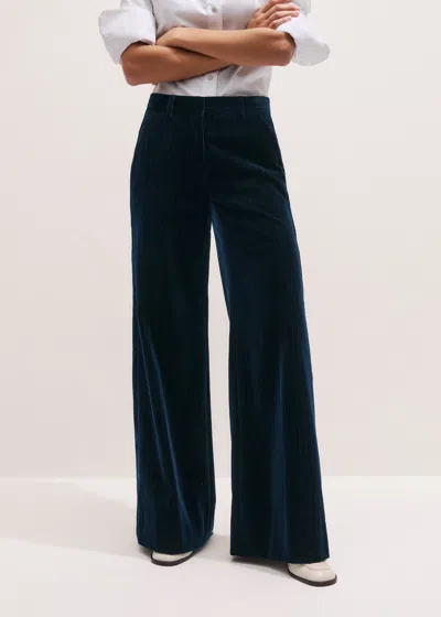 Me+em Pinstripe Wide Leg Pant Navy In Blue