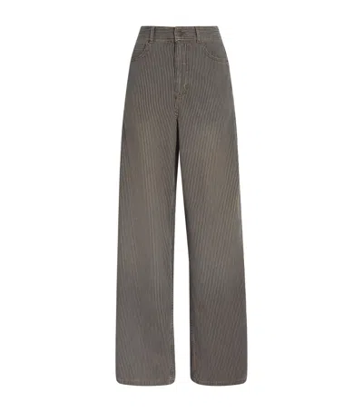Me+em Pinstripe Wide-leg Tapered Jeans In Gray